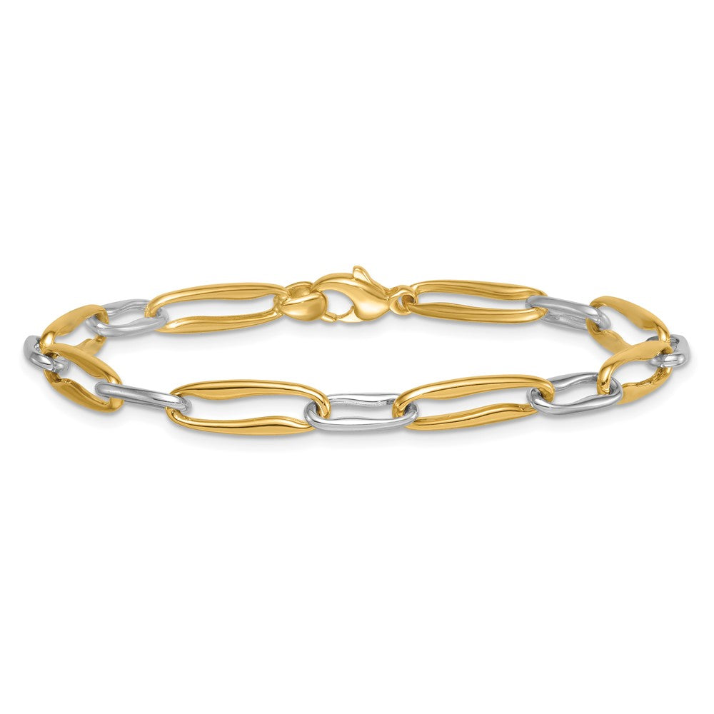 14K Two-Tone Gold Two-tone Polished 5.75mm Fancy Long Link 7.5 Inch Bracelet
