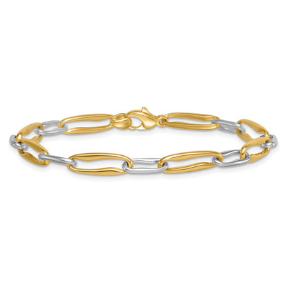 14K Two-Tone Gold Two-tone Polished 5.75mm Fancy Long Link 7.5 Inch Bracelet