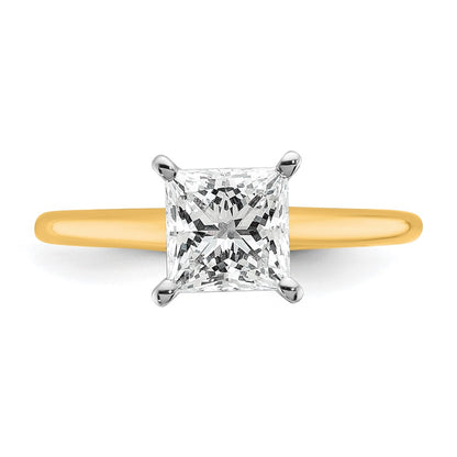 14K Two-Tone Gold Two-tone 1 1/2 carat Certified Lab Grown Diamond VS+ F+ Princess Complete Solitaire Engagement Ring