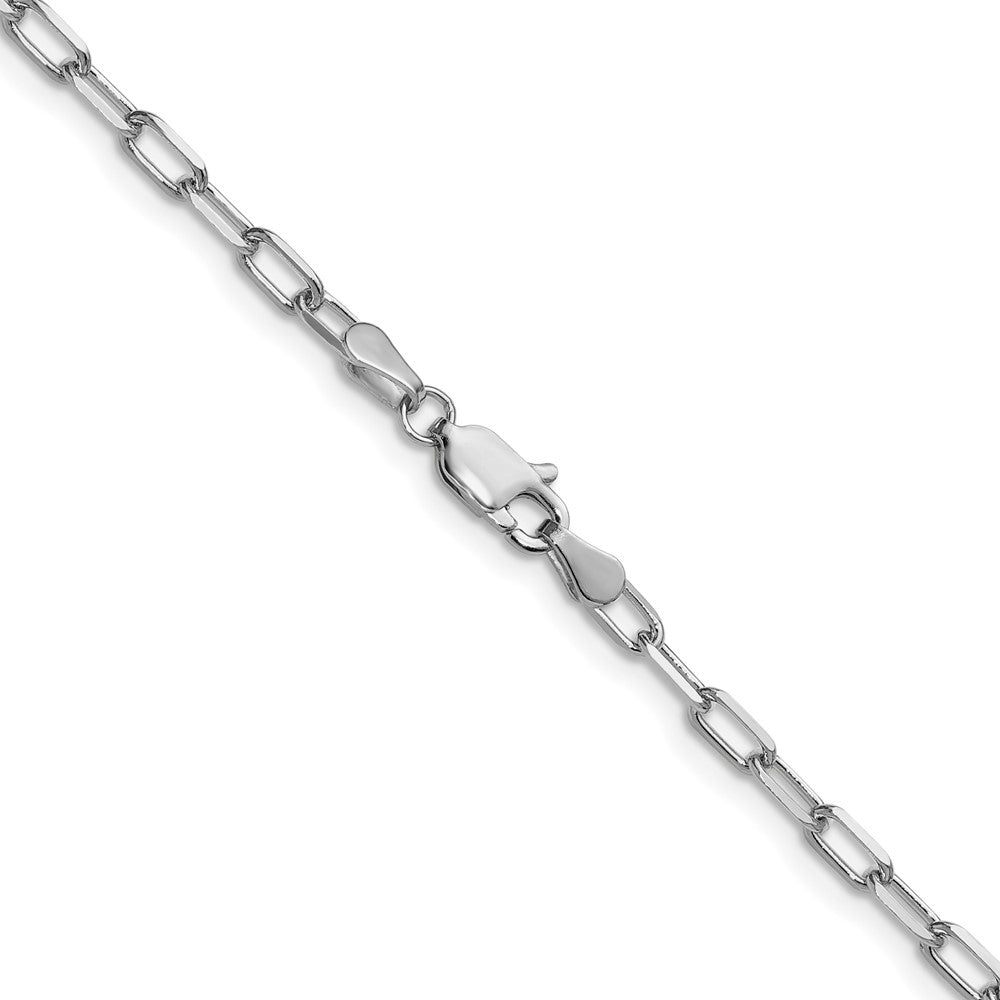14K White Gold 3.0mm Solid Beveled Paperclip 20 Inch Chain