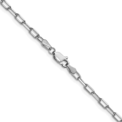 14K White Gold 3.0mm Solid Beveled Paperclip 20 Inch Chain
