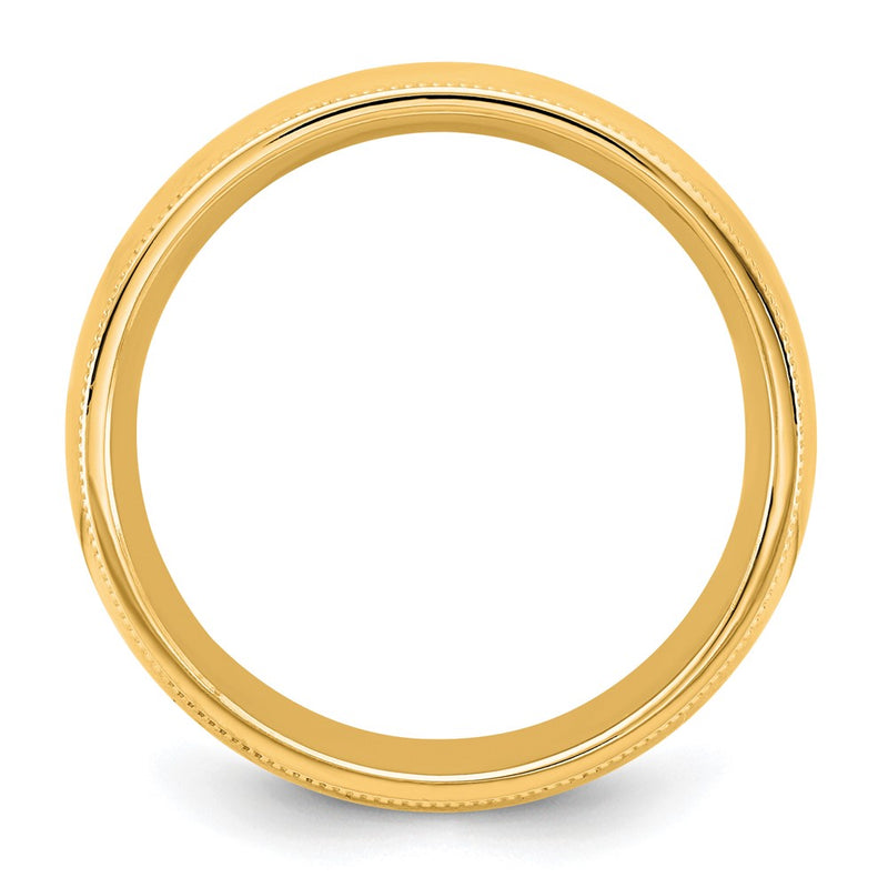 14K Yellow Gold 6.5mm Milgrain Comfort Fit Wedding Band Ring