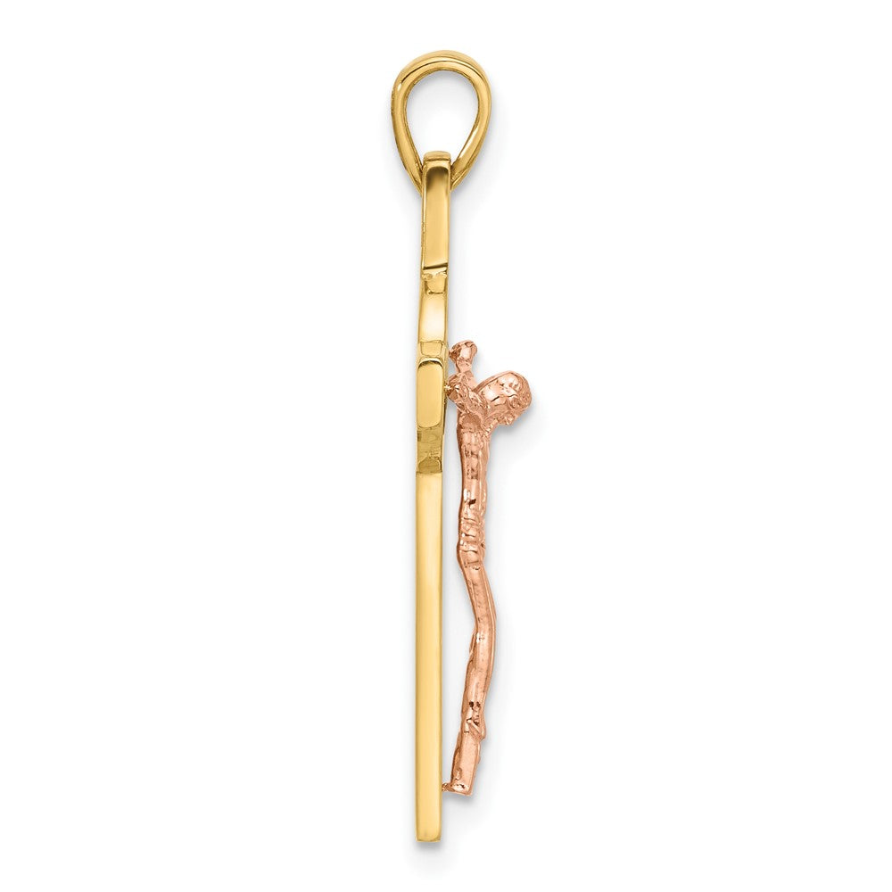 14K Two-Tone Gold Two-tone with Rhodium Crucifix and St Benedict Pendant