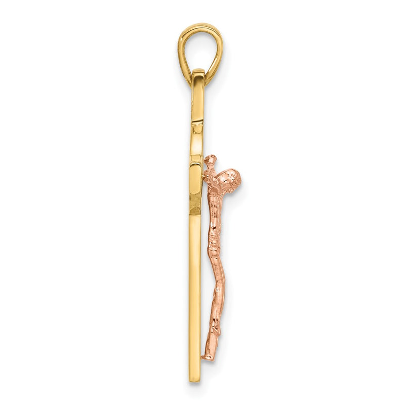 14K Two-Tone Gold Two-tone with Rhodium Crucifix and St Benedict Pendant