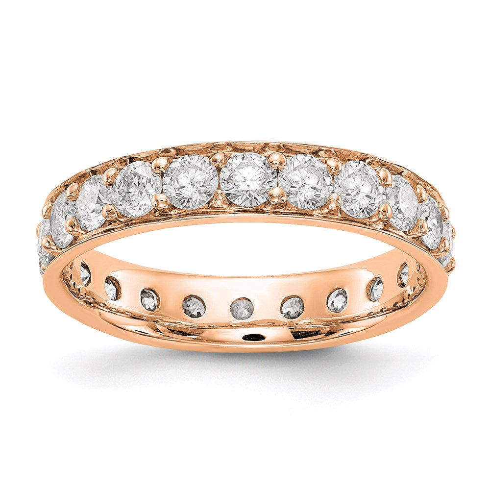 14K Rose Gold Polished Vintage 2ct Diamond Eternity Wedding Band Ring