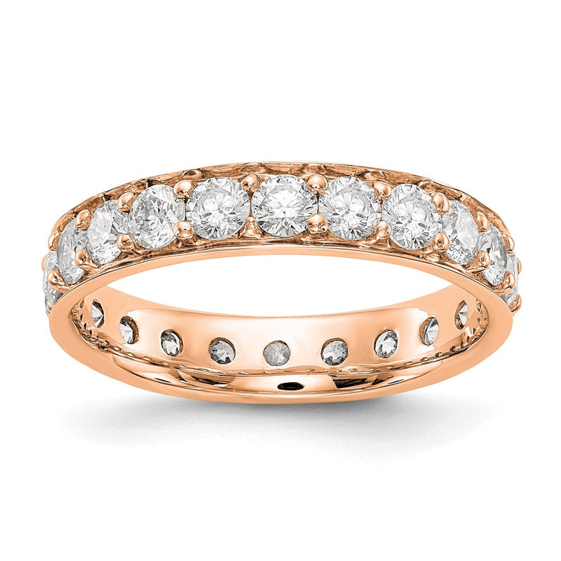 14K Rose Gold Polished Vintage 2ct Diamond Eternity Wedding Band Ring