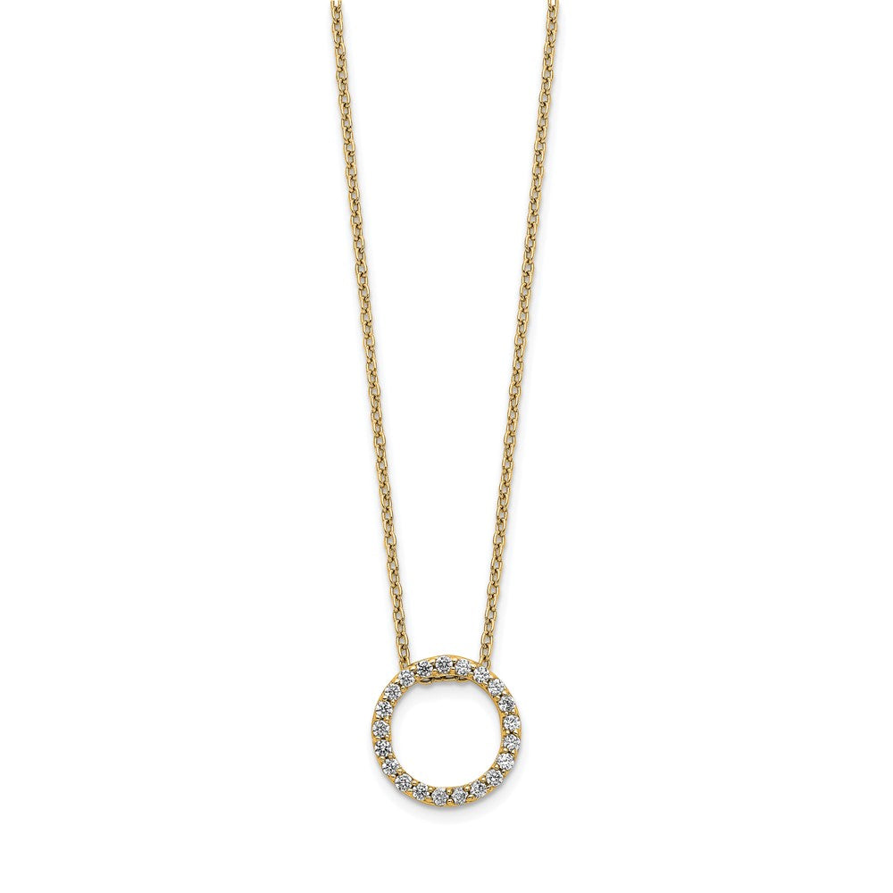14K Yellow Gold Polished 1/4 carat Diamond Circle 18 Inch Necklace