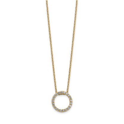 14K Yellow Gold Polished 1/4 carat Diamond Circle 18 Inch Necklace