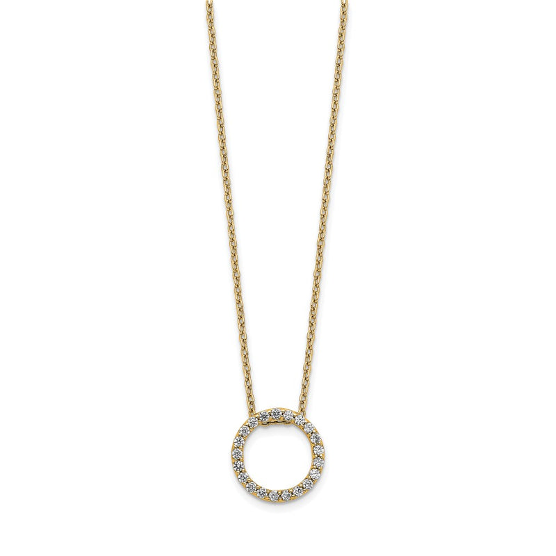 14K Yellow Gold Polished 1/4 carat Diamond Circle 18 Inch Necklace