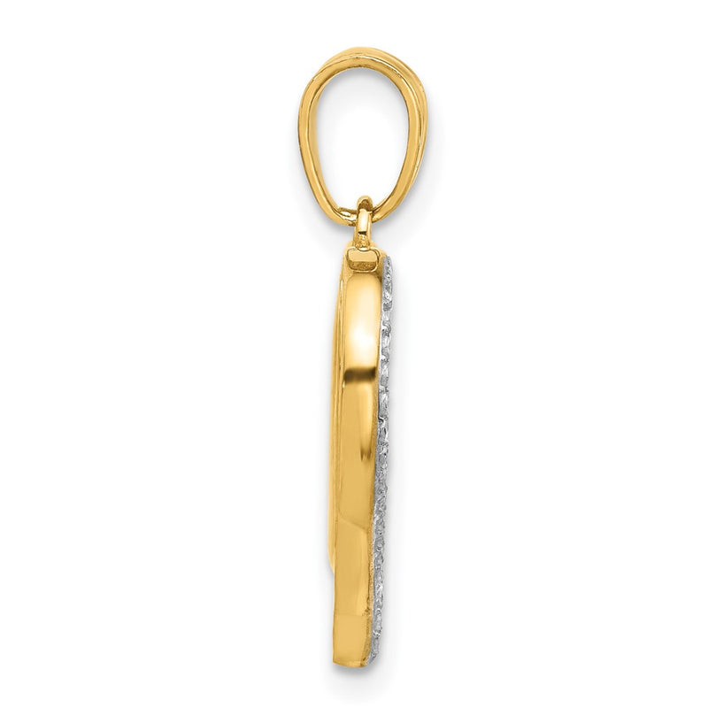 14K Yellow Gold and Rhodium Diamond-cut Infinity Heart Pendant