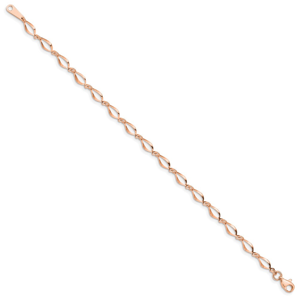 14K Rose Gold Polished Fancy Twisted Link 7.25 Inch Bracelet