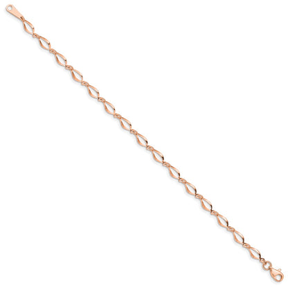 14K Rose Gold Polished Fancy Twisted Link 7.25 Inch Bracelet