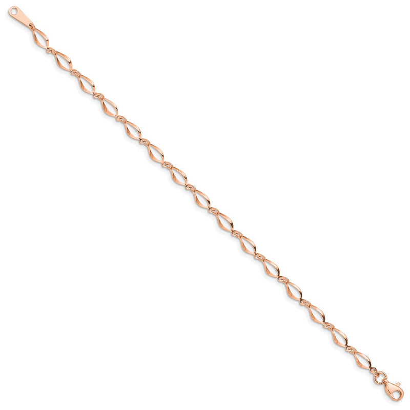 14K Rose Gold Polished Fancy Twisted Link 7.25 Inch Bracelet