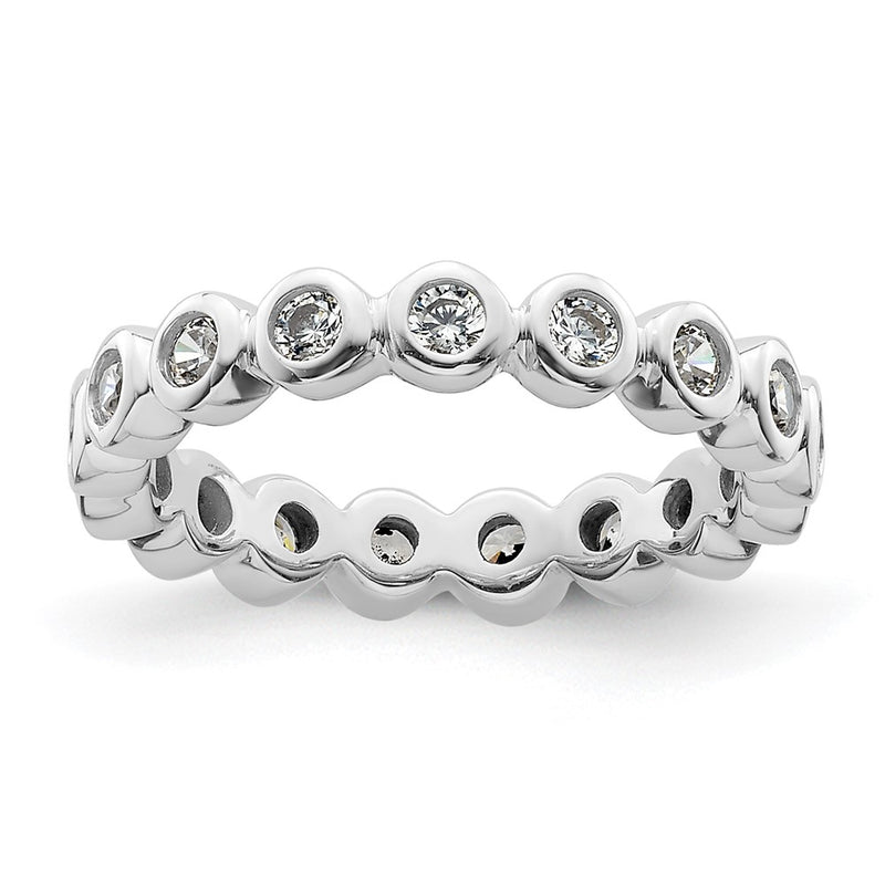 14K White Gold Polished Size 4.5 Bezel-set 1/2 carat Diamond Complete Eternity Wedding Band Ring