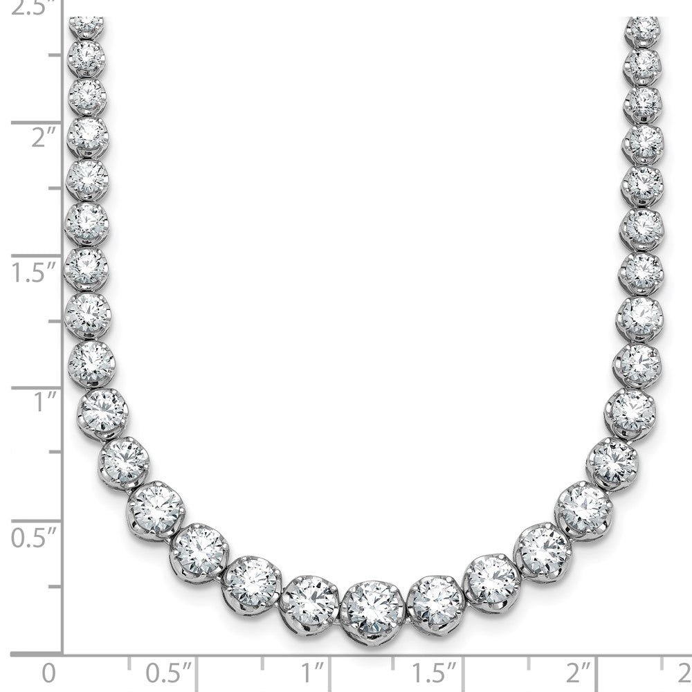 14K White Gold 11 1/15 carat Lab Grown Diamond VS/SI+ G+ Complete Round 20 Inch Graduated Tennis Necklace