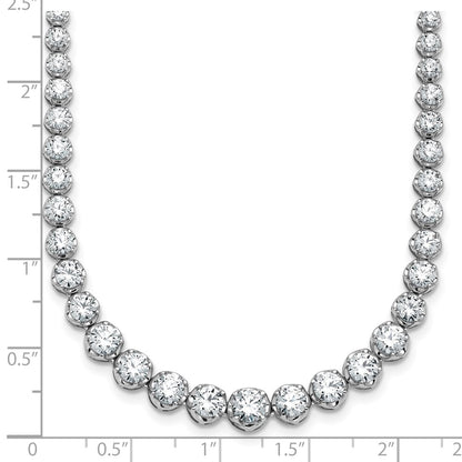 14K White Gold 11 1/15 carat Lab Grown Diamond VS/SI+ G+ Complete Round 20 Inch Graduated Tennis Necklace