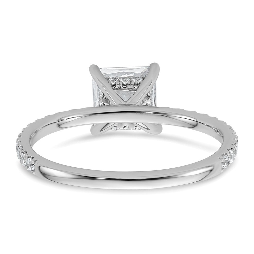 14K White Gold 1 3/8 carat Certified Lab Grown Diamond VS+ F+ Princess Complete Solitaire with Flair Engagement Ring