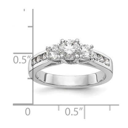 14K White Gold 1 1/2 carat Lab Grown Diamond VS/SI+ G+ Round Complete Three Stone Engagement Ring