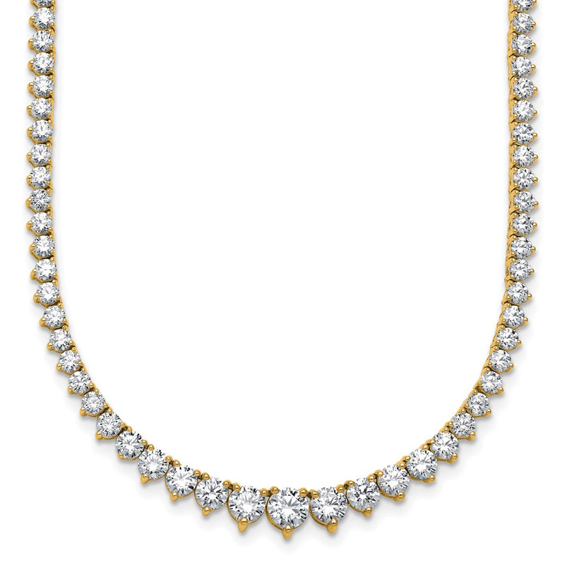 14K Yellow Gold 10 7/8 carat Lab Grown Diamond VS/SI+ G+ Complete Round 18 Inch Graduated Tennis Necklace