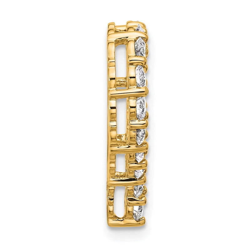 14K Yellow Gold 1 1/2 carat Lab Grown Diamond VS+ F+ Complete Heart Chain Slide Pendant
