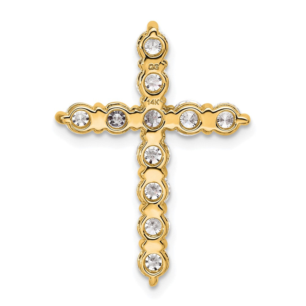 14K Yellow Gold 1 1/2 carat Lab Grown Diamond VS+ F+ Complete Cross Chain Slide Pendant