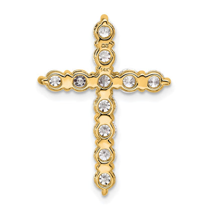 14K Yellow Gold 1 1/2 carat Lab Grown Diamond VS+ F+ Complete Cross Chain Slide Pendant