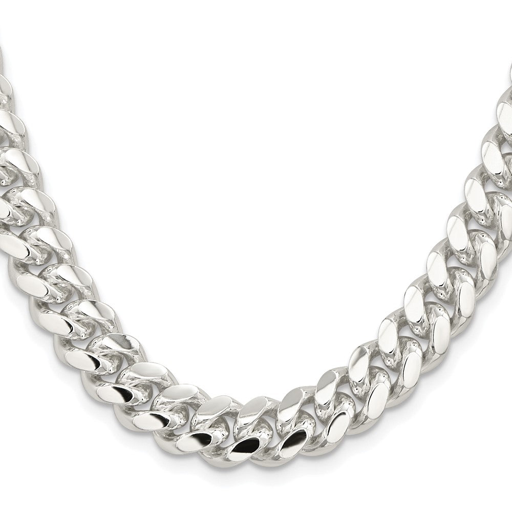 Sterling Silver Rhodium-plated 10.7mm Polished Domed Curb 26 Inch Chain