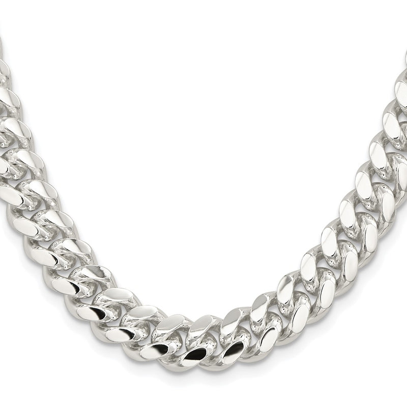 Sterling Silver Rhodium-plated 10.7mm Polished Domed Curb 26 Inch Chain