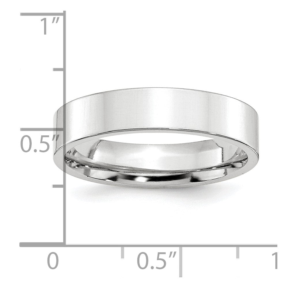 Platinum 5mm Polished Flat Wedding Band Ring