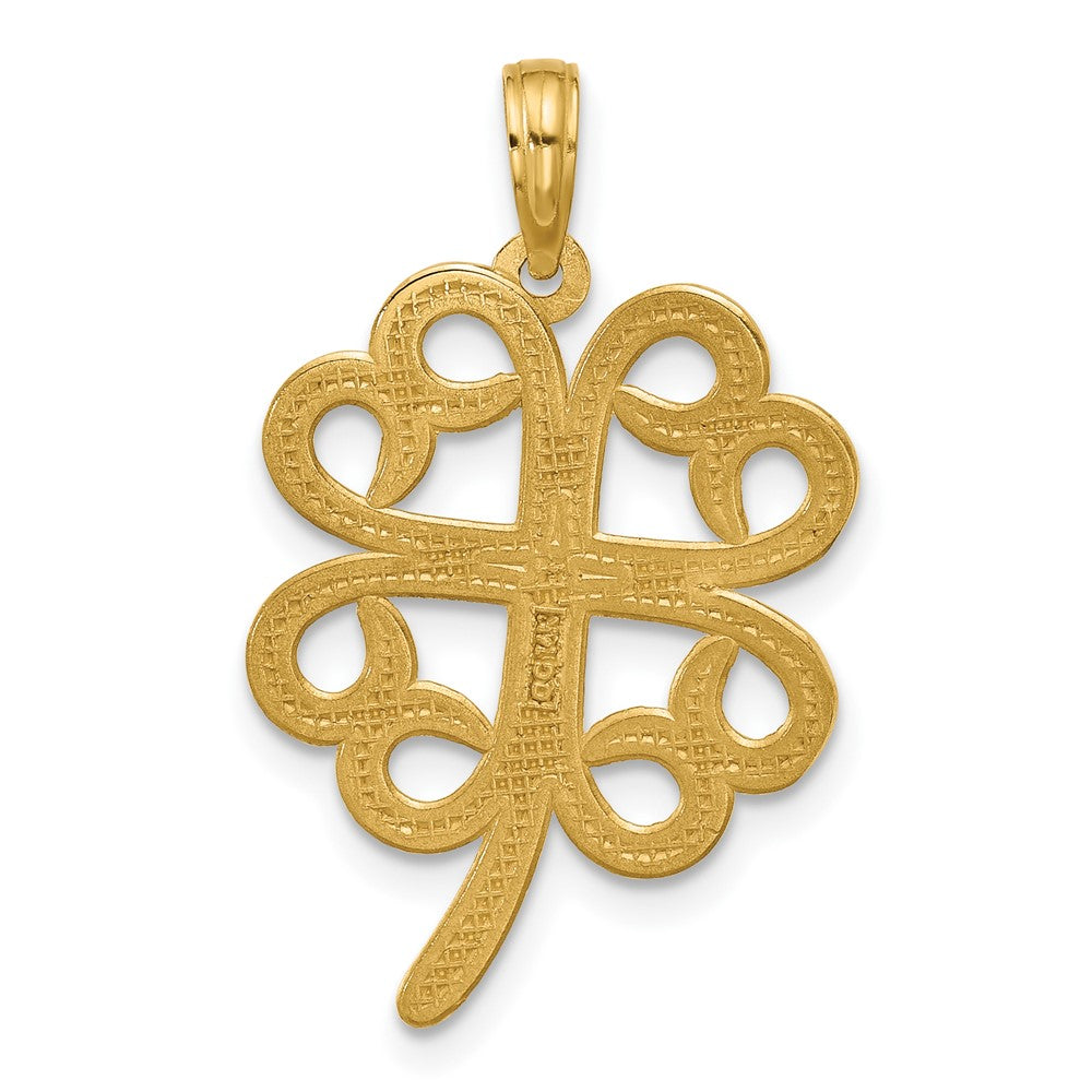 14K Yellow Gold Polished Four Leaf Clover Pendant