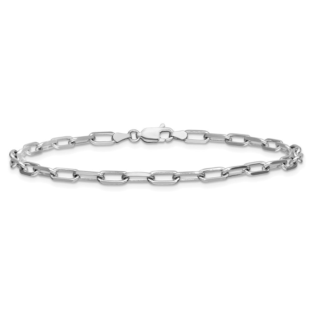 14K White Gold 3.5mm Solid Beveled Paperclip Chain Bracelet
