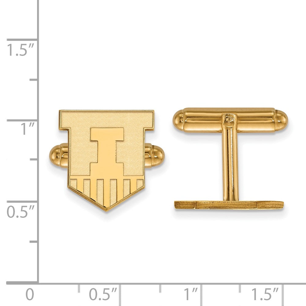 14K Yellow Gold Gold LogoArt University of Illinois Victory Badge Cuff Links