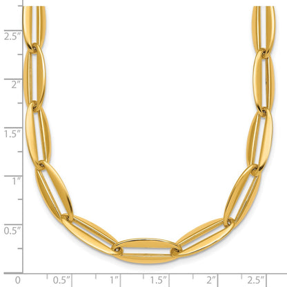 14K Yellow Gold Polished 7mm Long Oval Link 18 Inch Necklace