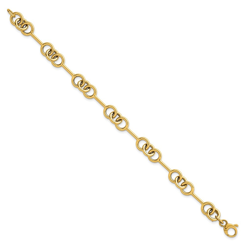 14K Yellow Gold Polished 8.4mm Fancy Link Chain Bracelet