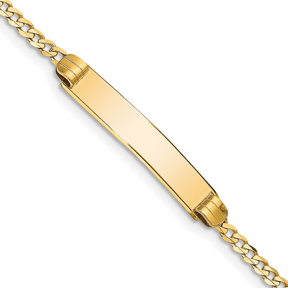 14K Yellow Gold Polished Solid Chain/Solid Plate Curb Link 25x5mm Plate 7 Inch ID Bracelet