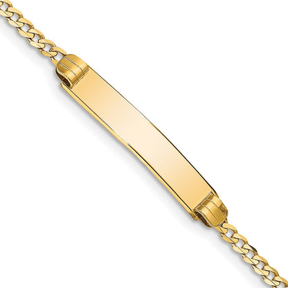 14K Yellow Gold Polished Solid Chain/Solid Plate Curb Link 25x5mm Plate 7 Inch ID Bracelet