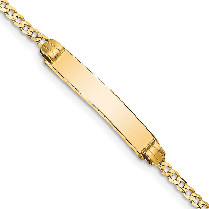 14K Yellow Gold Polished Solid Chain/Solid Plate Curb Link 25x5mm Plate 7 Inch ID Bracelet