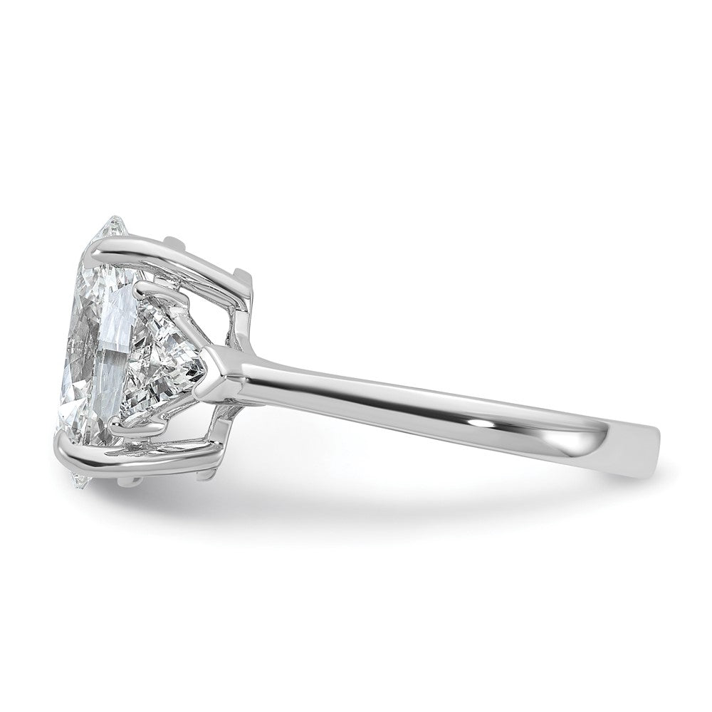 14K White Gold 4 1/8 carat Certified Lab Grown Diamond VS/SI+ G+ Complete Oval and Trillion Three Stone Engagement Ring