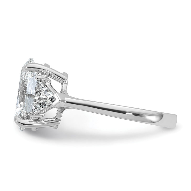14K White Gold 4 1/8 carat Certified Lab Grown Diamond VS/SI+ G+ Complete Oval and Trillion Three Stone Engagement Ring