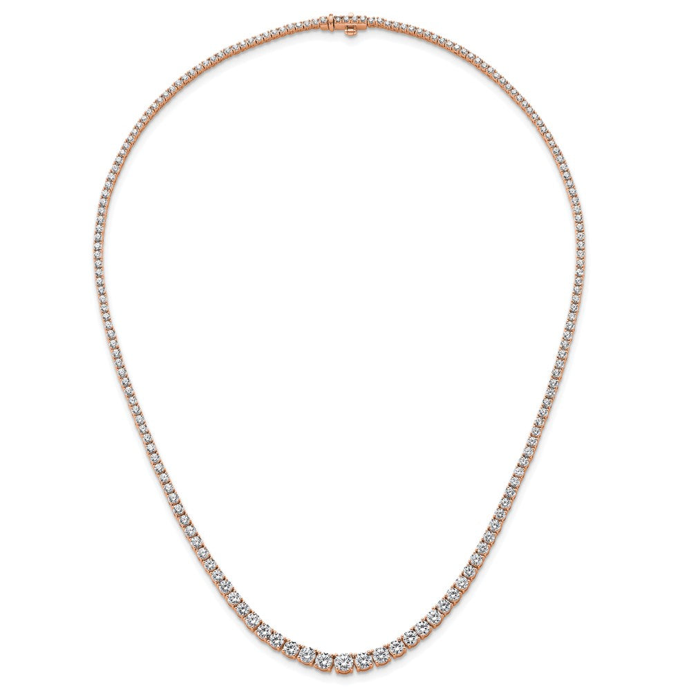 14K Rose Gold 9 7/8 ct Lab Grown Dia VS/SI+ G+ 18 in Grad Tennis Necklace