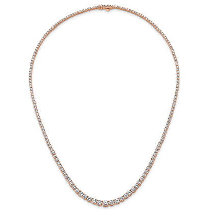 14K Rose Gold 9 7/8 ct Lab Grown Dia VS/SI+ G+ 18 in Grad Tennis Necklace