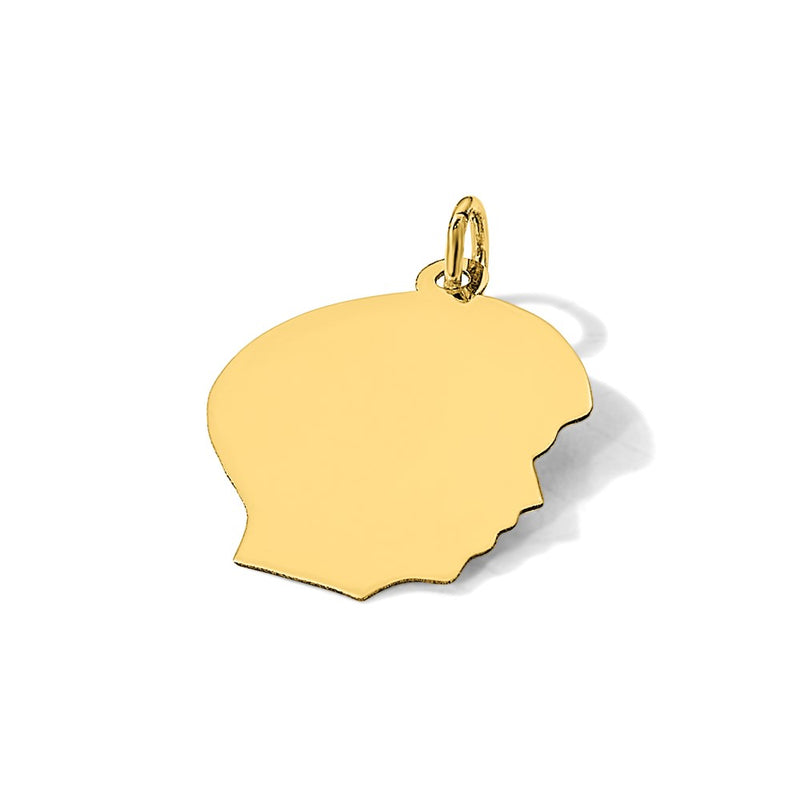 14K Yellow Gold Plain Medium .027 Gauge Facing Right Engravable Boy Head Charm