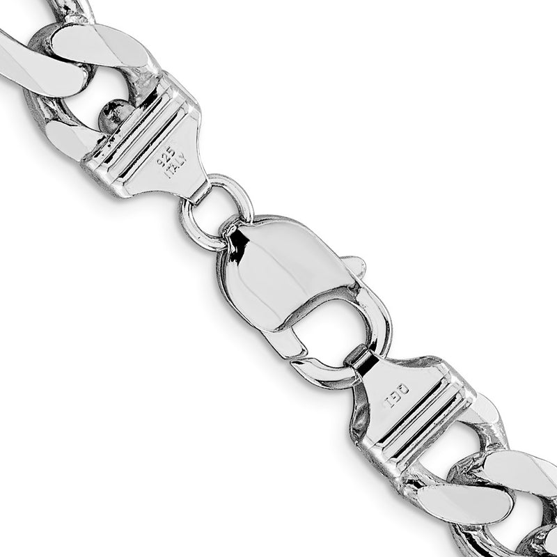 Sterling Silver Rhodium-plated 10.75mm Figaro 22 Inch Chain