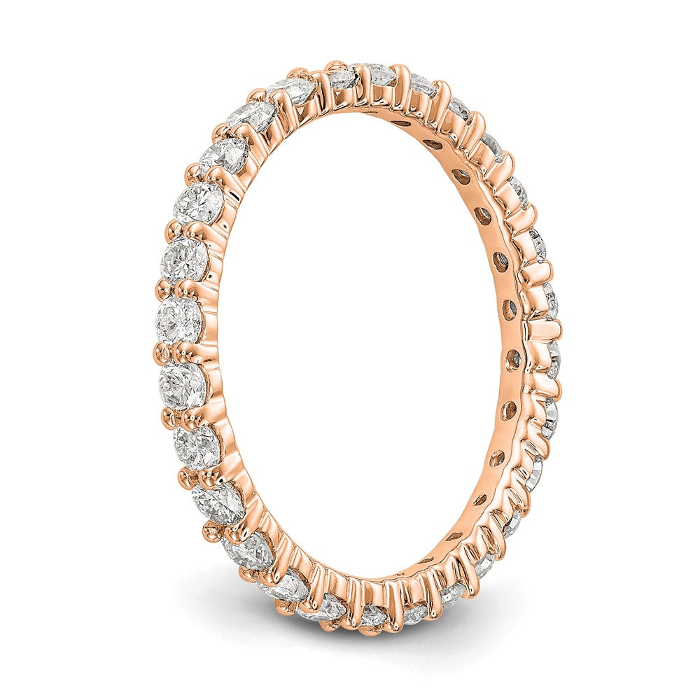 14K Rose Gold Polished shared Prong 1ct Diamond Eternity Wedding Band Ring