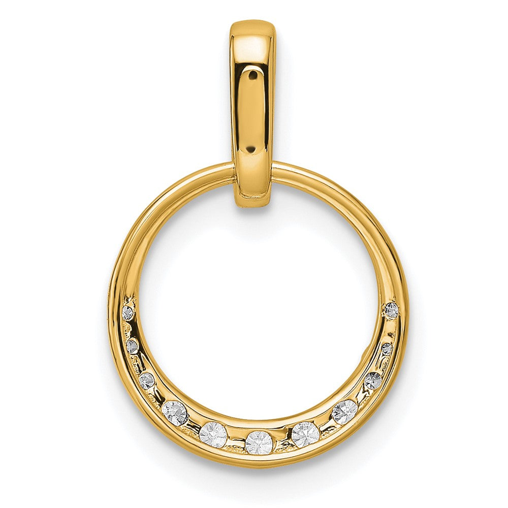 14K Yellow Gold Polished 1/4 carat Diamond Circle Pendant