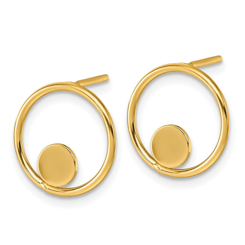 14K Yellow Gold Polished Circle in Circle Post Earrings