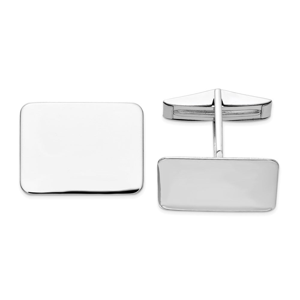 14K White Gold Men's Rectangular Cuff Links