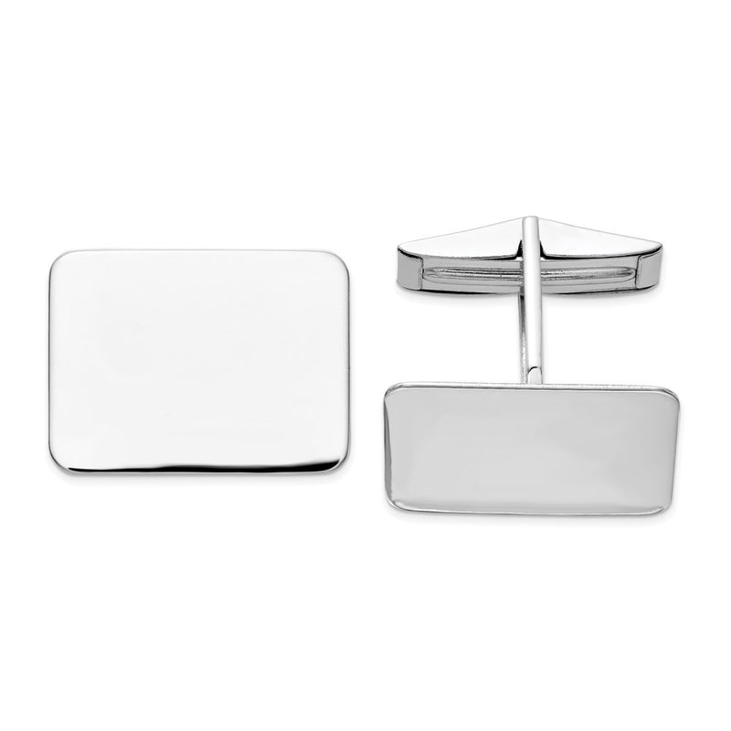 14K White Gold Men's Rectangular Cuff Links