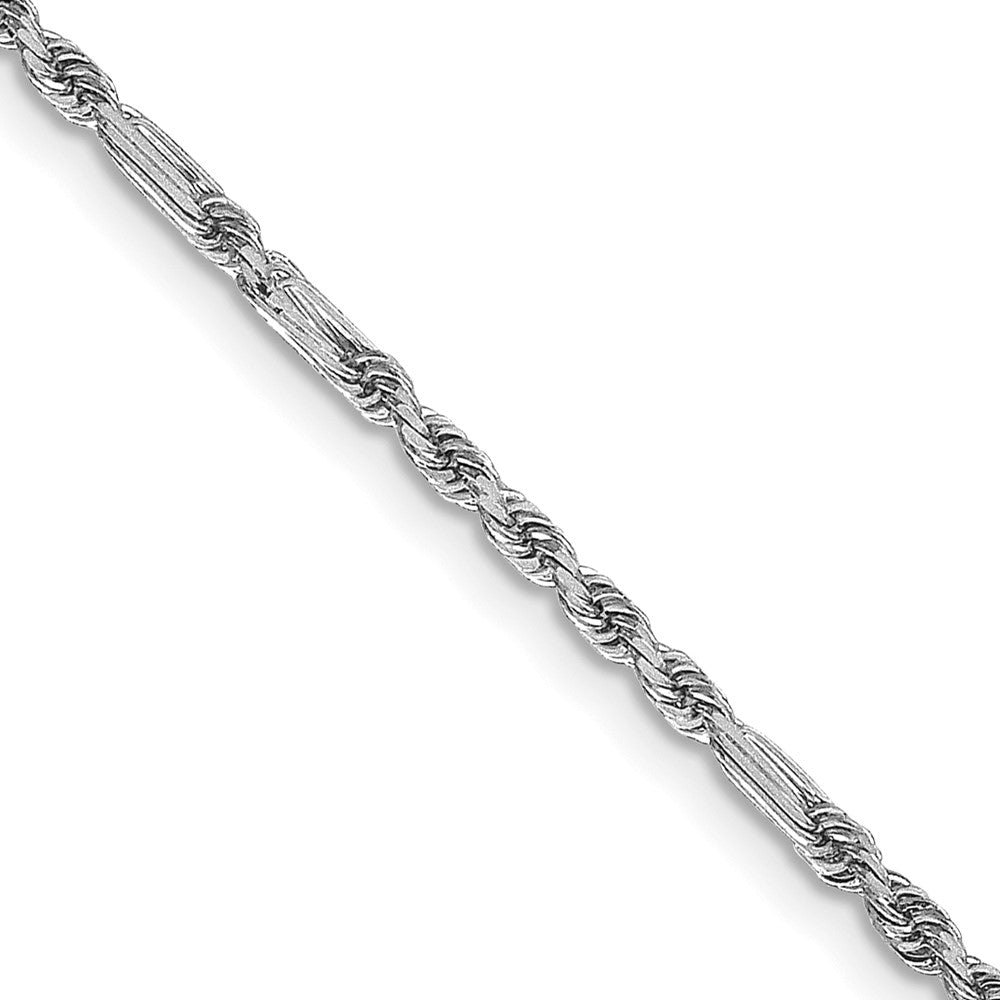 14K White Gold 1.8mm D/C Milano Rope 22 Inch Chain