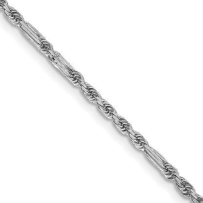 14K White Gold 1.8mm D/C Milano Rope 22 Inch Chain